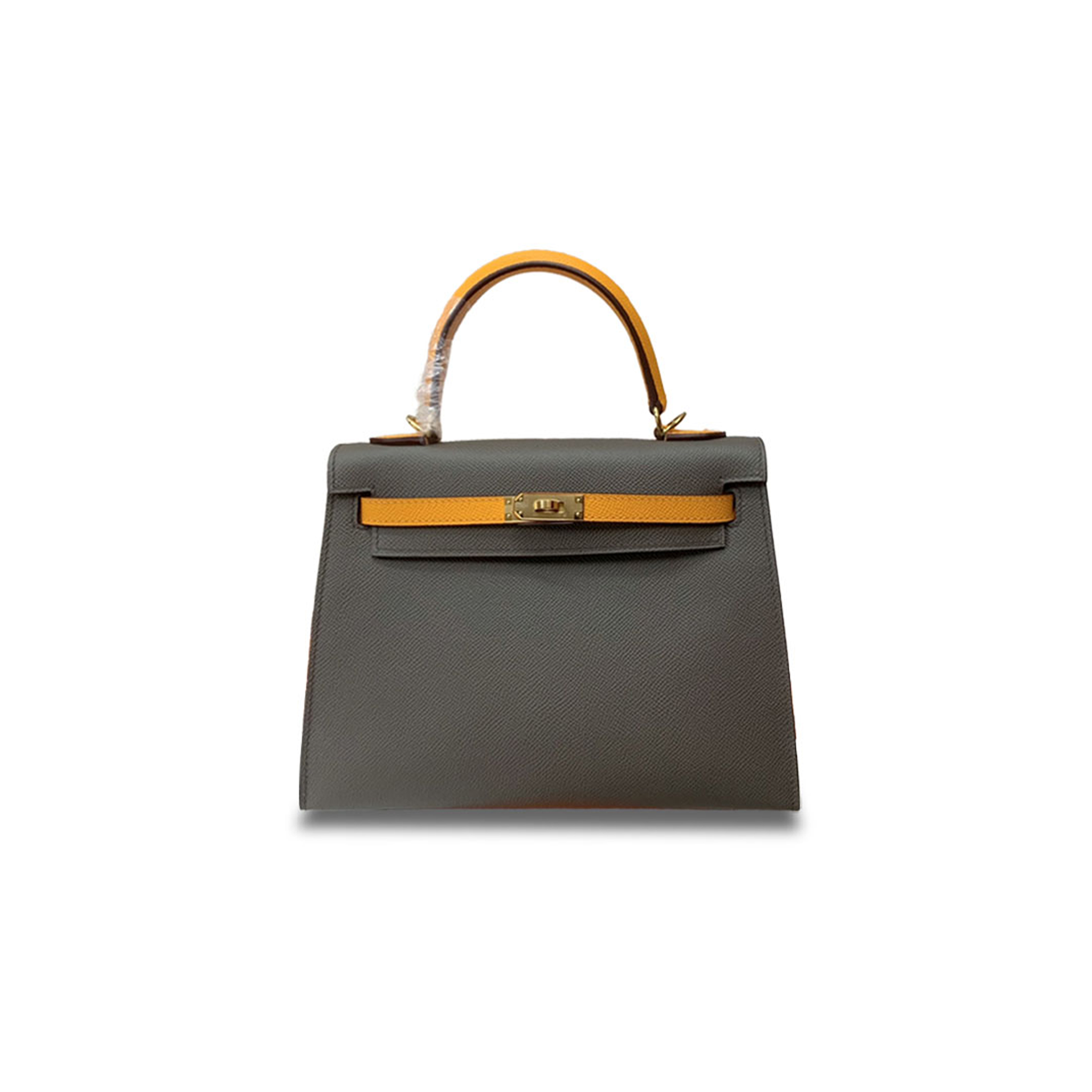 HERMÈS KELLY 25 EPSOM PEWTER GRAY SUN GOLD BUCKLE (25*17*7cm) 